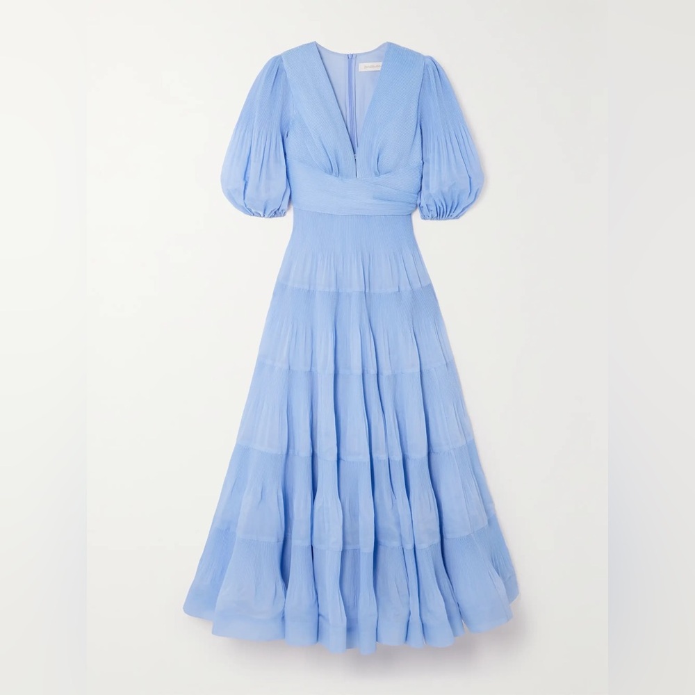 ZIMMERMANN Pleated Tiered Midi Dress